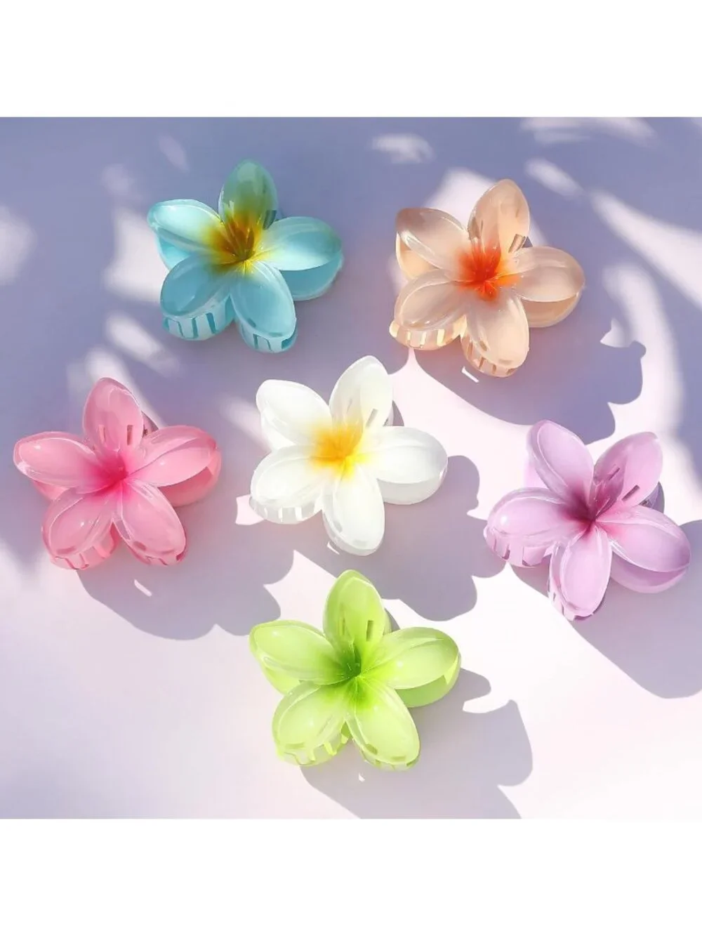 Tropical Flower Hair Clips - 6 Pcs Large Claw Clips for Thick & Thin Hair